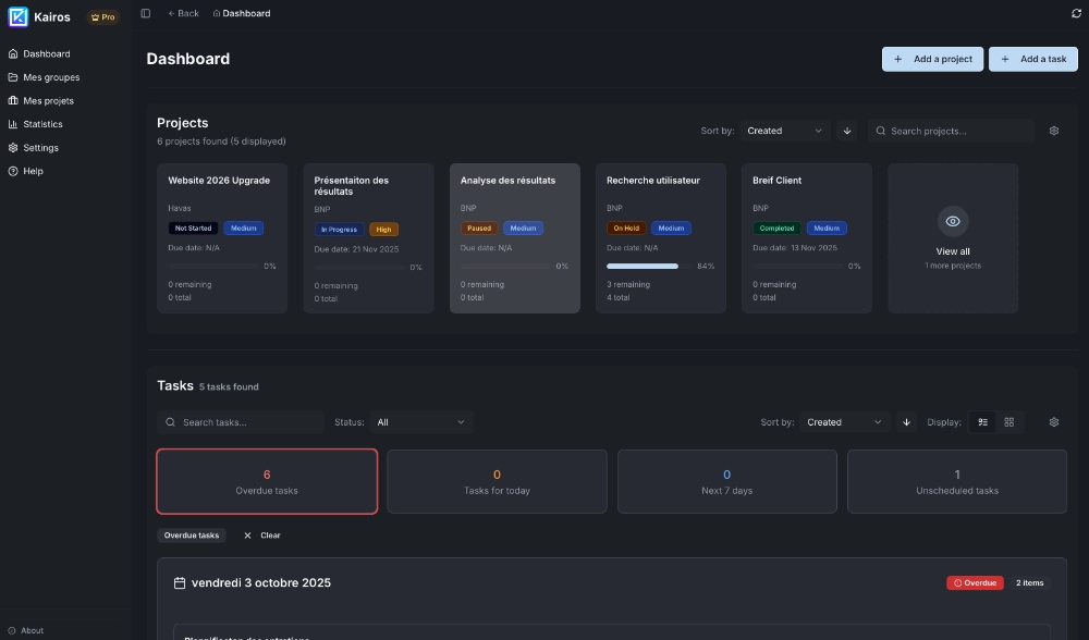Kairos welcome screen